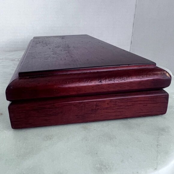 Vtg Wooden Jewelry Box Red Velvet Interior Trinkets Keepsakes Rectangular Design - Picture 8 of 12